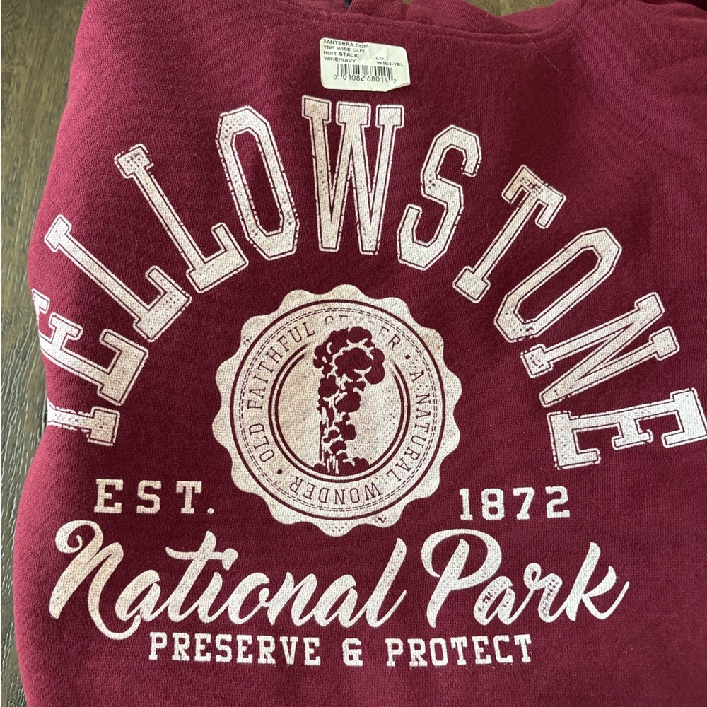 Yellowstone National Park Hooded Maroon Sweatshirt
